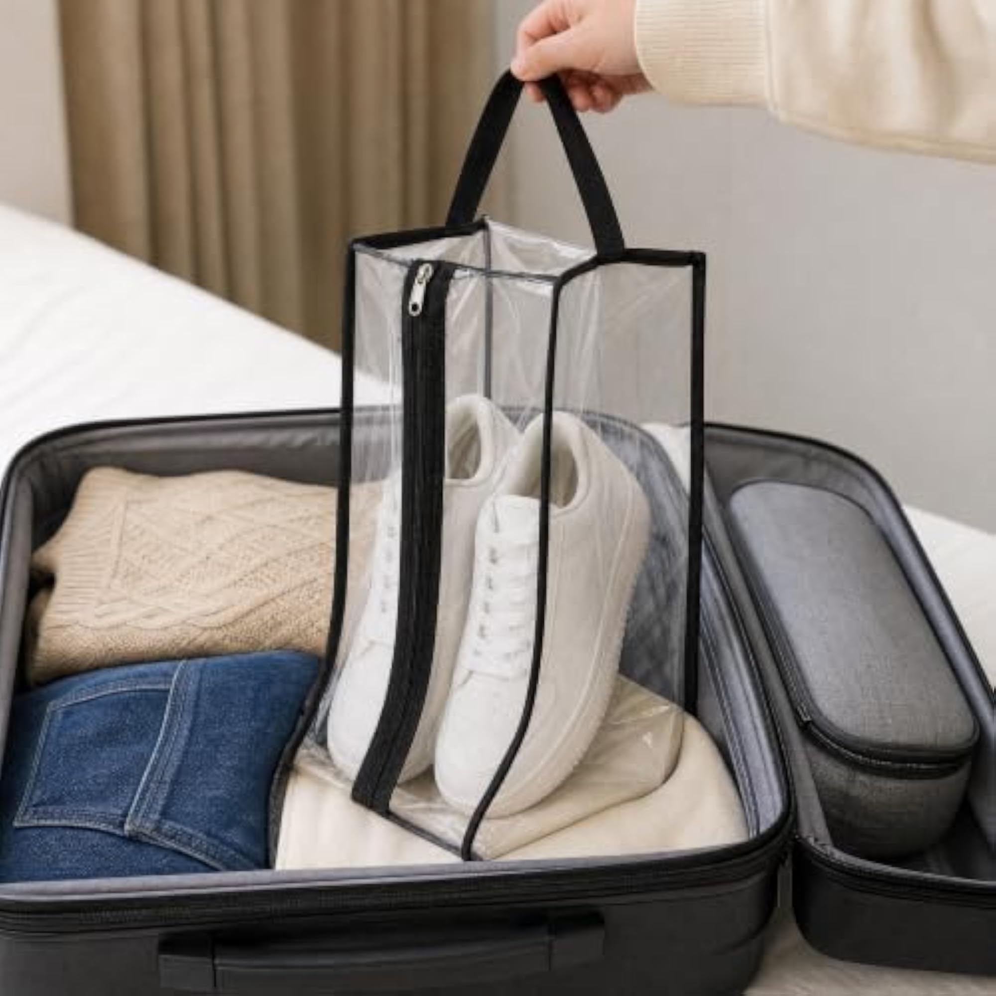 PVC Waterproof Transparent Shoe Storage Bag with Zipper, Small